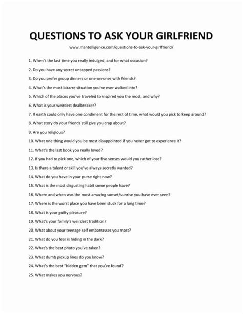 news gf|questions for new girlfriend.